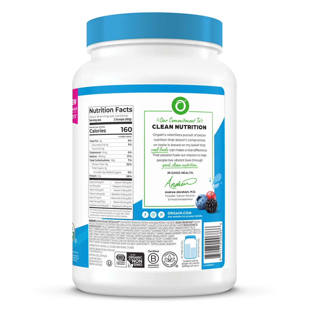 Organic Protein™ & Superfoods Plant Based Protein Powder - Creamy Chocolate Fudge