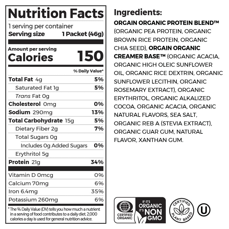 Organic Protein™ Plant Based Protein Powder - Creamy Chocolate Fudge